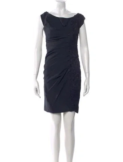 Pre-owned Tony Ward Bateau Neckline Mini Dress In Blue