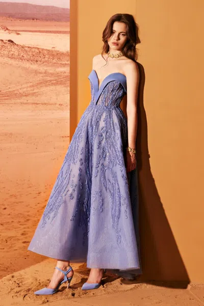 Tony Ward Crepe And Tulle Midi Dress In Multi