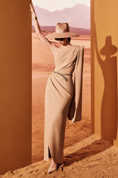 Tony Ward Crepe Ankle-length Dress In Multi