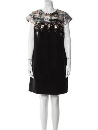 Pre-owned Tony Ward Crew Neck Knee-length Dress In Black