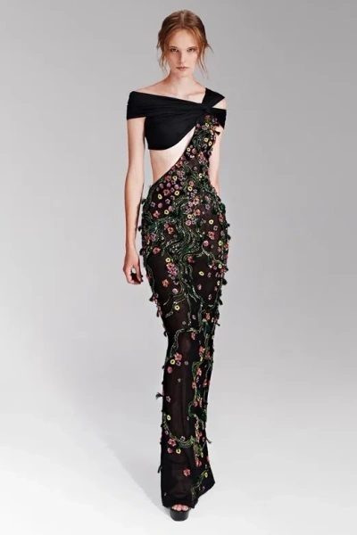 Tony Ward Criss-cross Bustier Dress In Multi
