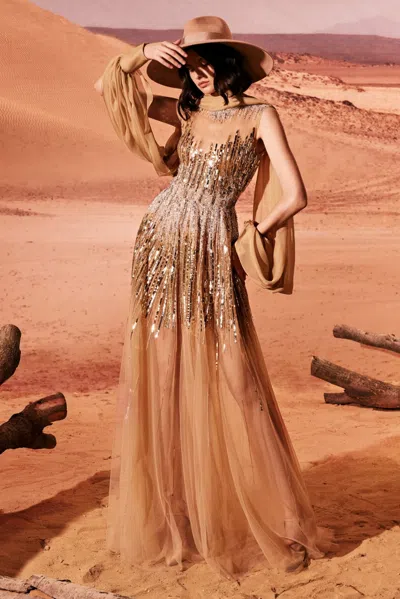 Tony Ward Degraded Sequin Tulle Gown In Multi