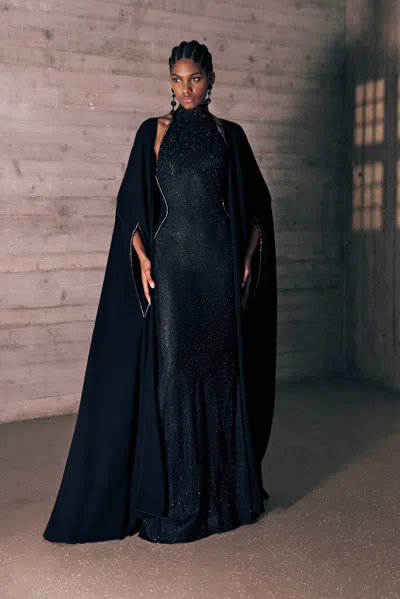 Tony Ward Embroidered Crystal Mesh Tulle Gown In Multi