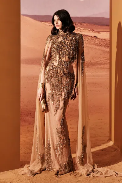 Tony Ward Embroidered Sequin Fringe Gown In Multi