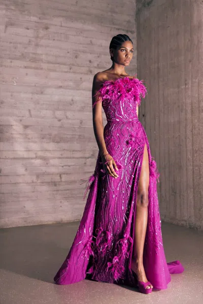 Tony Ward Floral Embroidered Asymmetrical Gown In Multi