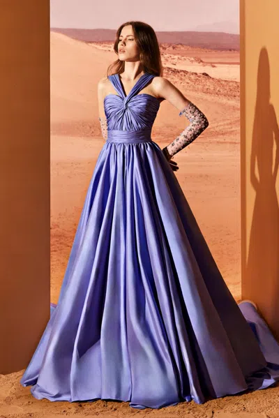Tony Ward Halter Neck Taffeta Gown In Multi