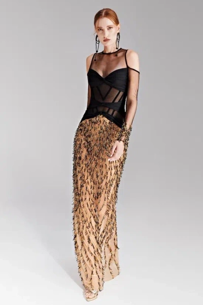 Tony Ward Illusion Corset Dress In Multi