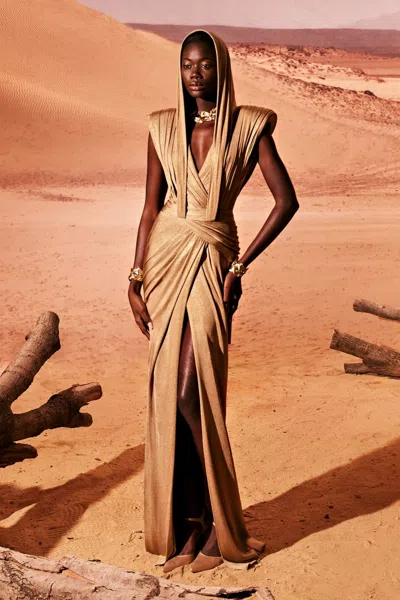 Tony Ward Jersey Hoodie Gown In Multi