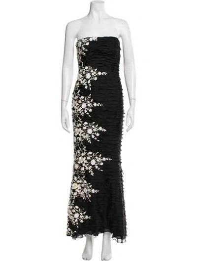 Pre-owned Tony Ward Lace Pattern Long Dress W/ Tags In Black