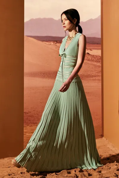 Tony Ward Long Knitted Gown In Multi