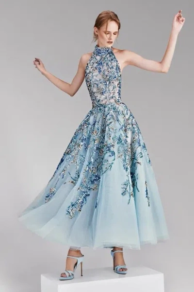 Tony Ward Midi Embroidered Dress In Multi