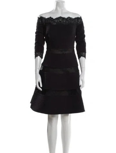 Pre-owned Tony Ward Off-the-shoulder Mini Dress In Black