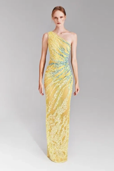 Tony Ward One-shoulder Embroidered Dress In Multi