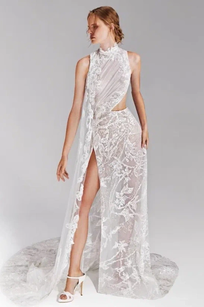Tony Ward One-side Cape Dress In Multi