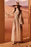 Tony Ward Palm-like Sleeved Tulle Gown In Multi