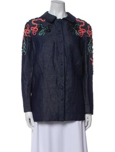 Pre-owned Tony Ward Patterned Denim Jacket In Blue