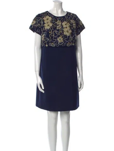 Pre-owned Tony Ward Printed Mini Dress In Blue