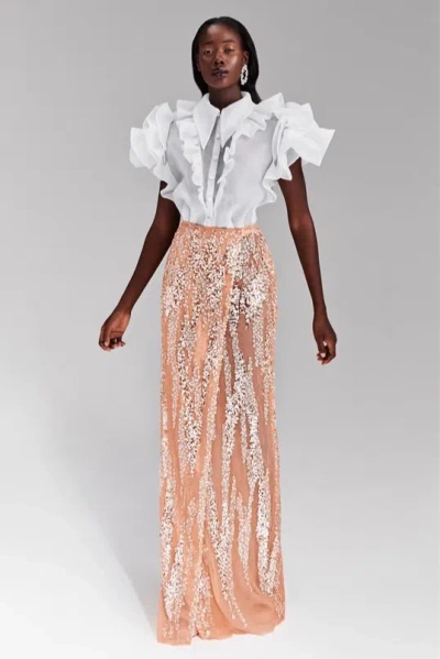 Tony Ward Ruffled Beaded Dress In Multi