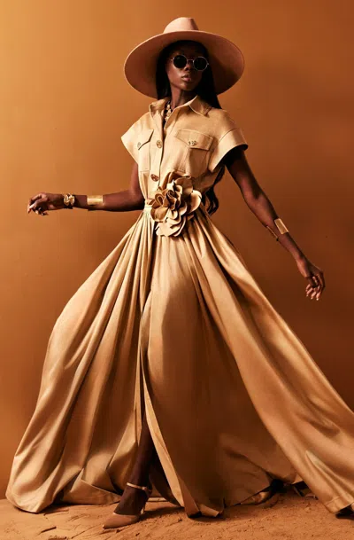 Tony Ward Short Sleeve Shirt Gown In Multi