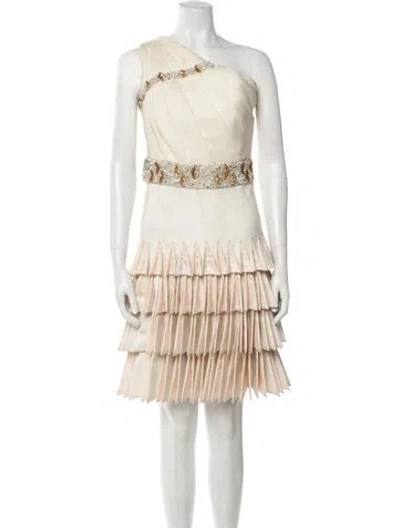 Pre-owned Tony Ward Silk Knee-length Dress In Neutral