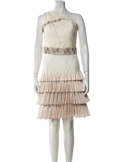 Pre-owned Tony Ward Silk Mini Dress In Neutrals
