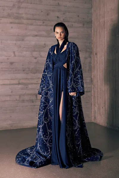 Tony Ward Silk Mousseline Gown With Cutouts In Multi