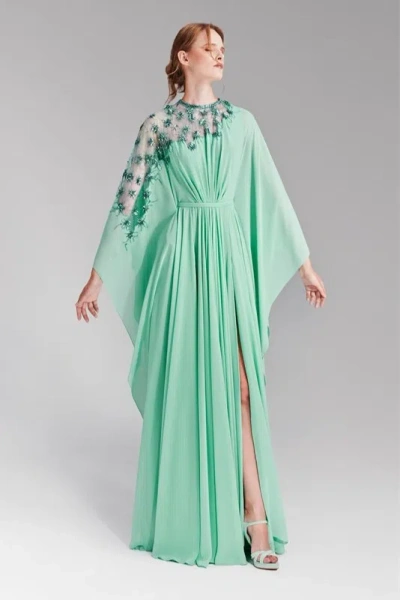 Tony Ward Silky Crepe Kaftan Dress In Multi