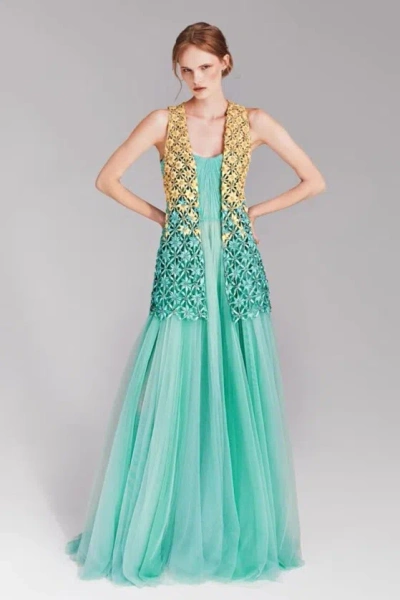 Tony Ward Sleeveless Gilet Gown In Multi