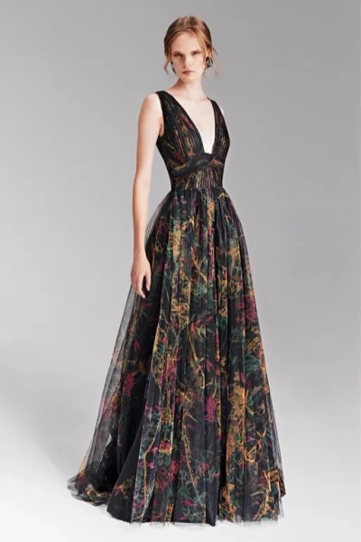 Tony Ward Sleeveless Printed Tulle Dress In Multi