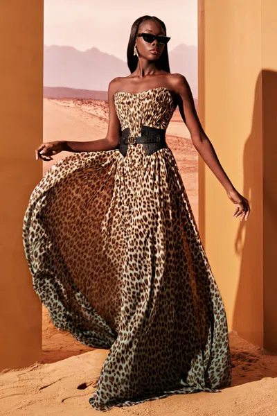 Tony Ward Strapless Silk Georgette Gown In Multi