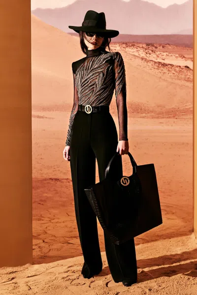 Tony Ward Tulle Shirt With Silk Trousers In Multi