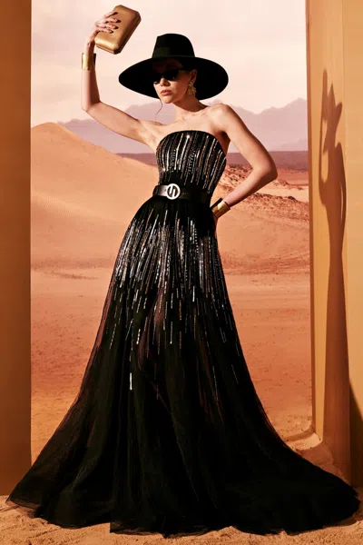 Tony Ward Tulle Strapless A-line Gown In Multi