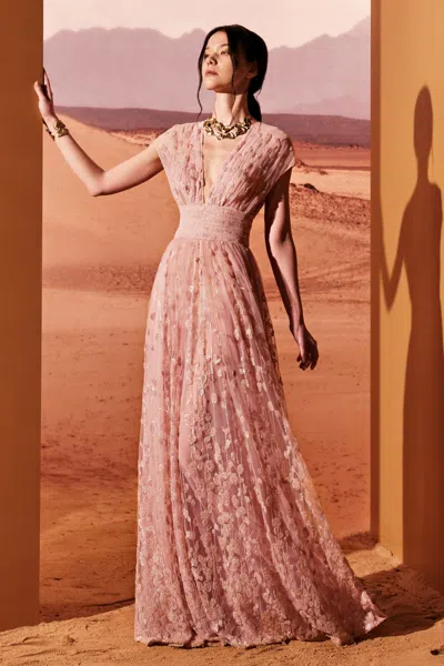 Tony Ward Tulle V-neck Gown In Multi