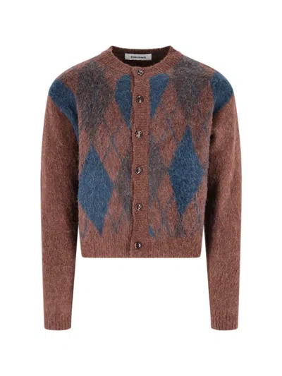 Tonywack Argyle Mohair-blend Cardigan In Brown