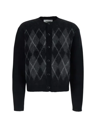 Tonywack Argyle-pattern Cardigan In Black