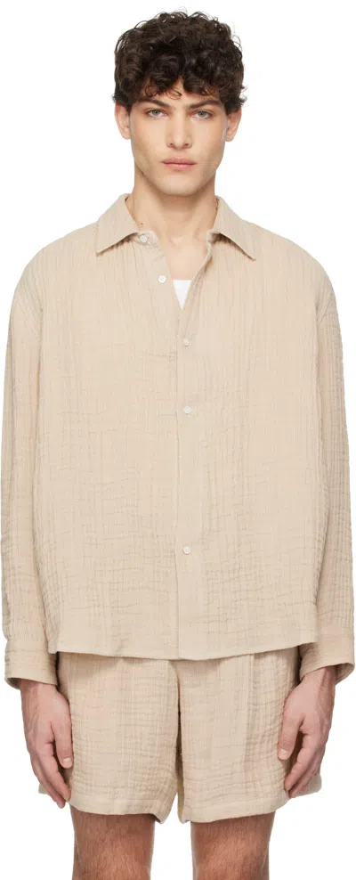 Tonywack Beige Double Weave Linen Shirt In French Beige