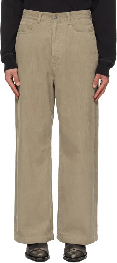Tonywack Beige Washed Corduroy Wide-leg Trousers In Brown