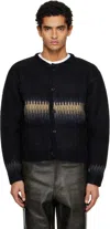 Tonywack Black Alpaca Jacquard Knitted Cardigan In Black