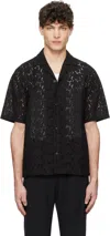 Tonywack Black Crocheted Cotton Lace Shirt In Black