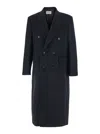 Tonywack Black Double-breasted Coat With Classic Lapels In Wool Blend Man In Black