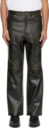 Tonywack Black Flared-leg Leather Pants In Black