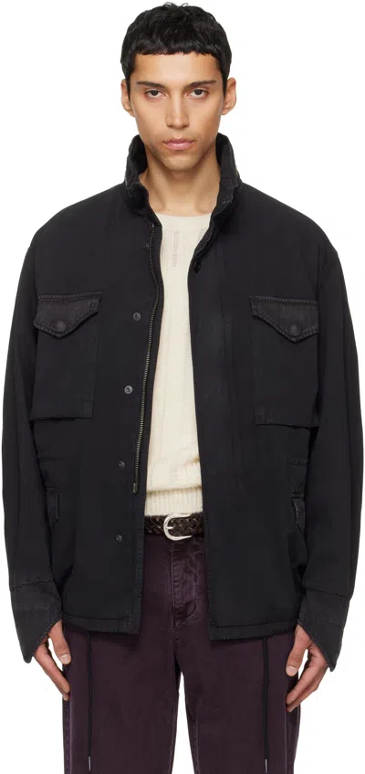 Tonywack Black Garment Dyed Cotton Field Jacket