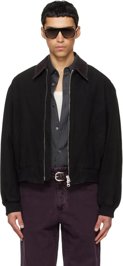 Tonywack Black Garment Washed Western Bomber Jacket