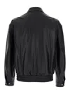 Tonywack Black Jacket With Classic Collar And Elastic Waist In Leather Man In Black