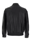 Tonywack Black Jacket With Classic Collar And Elastic Waist In Leather Man In Black