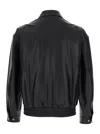 Tonywack Black Jacket With Classic Collar And Elastic Waist In Leather Man In Black