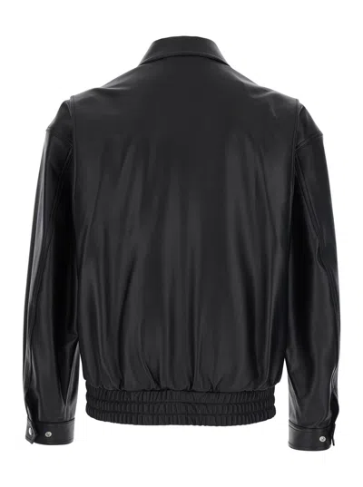 TONYWACK BLACK JACKET WITH CLASSIC COLLAR AND ELASTIC WAIST IN LEATHER MAN