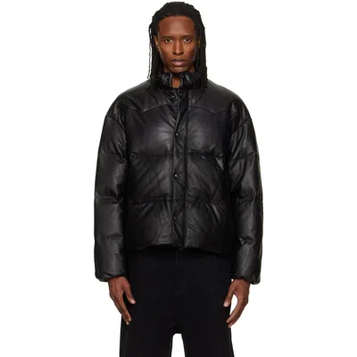 Tonywack Black Lamb Leather Down Puffer Jacket