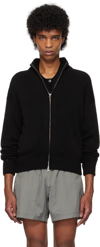Tonywack Black Linen Full Zip Knitted Jacket