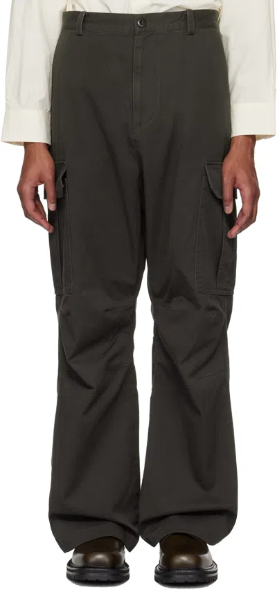 Tonywack Black Loose Flared Cargo Pants In Ebony